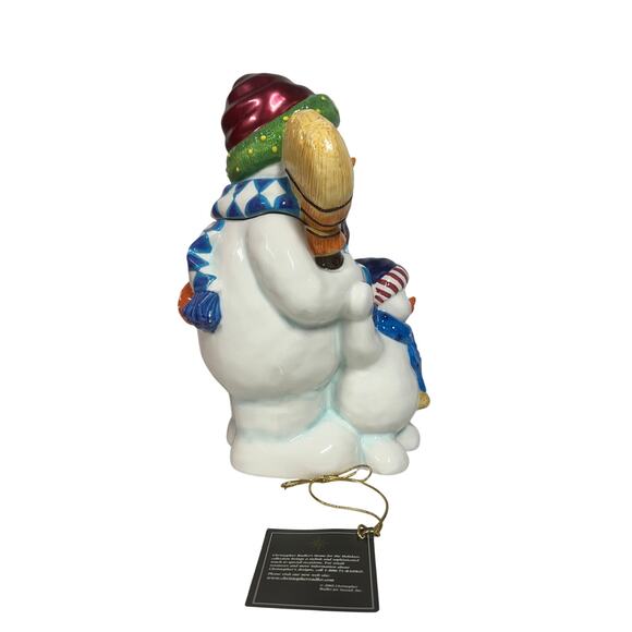 Christopher Radko Winter Portrait Cookie Jar Snowman Family & Box - Picture 2 of 15